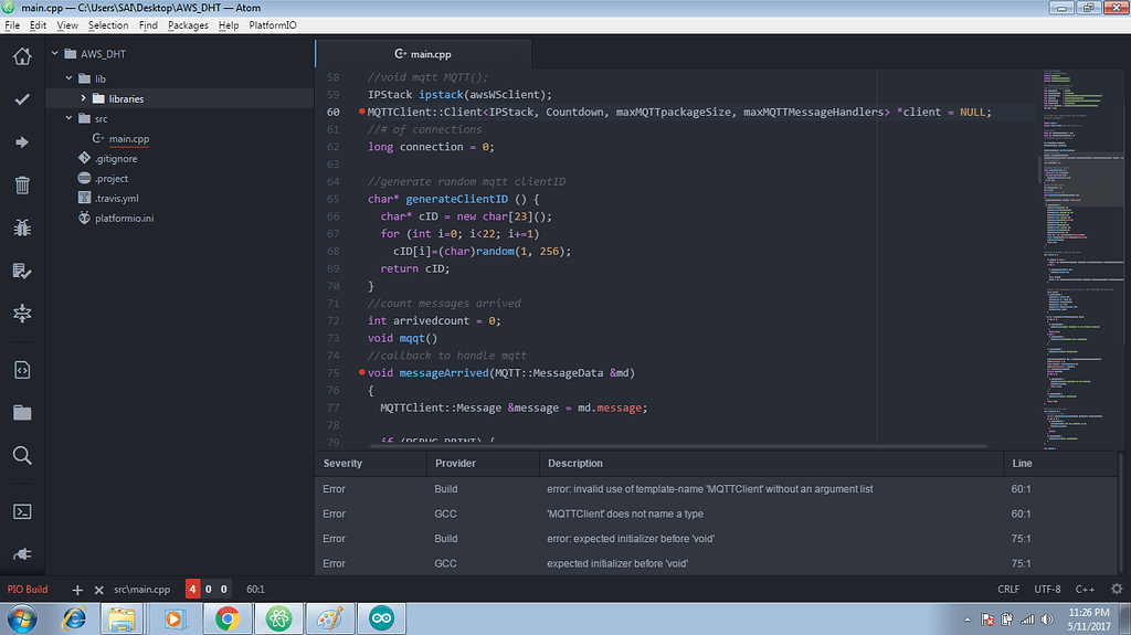 Errors when mqtt connect with AWSIOT using nodeMCU - PlatformIO IDE ...
