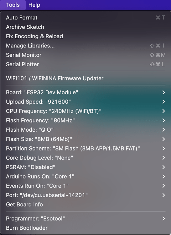 ESP32 boot loop when changing partition table using default_8M.csv
