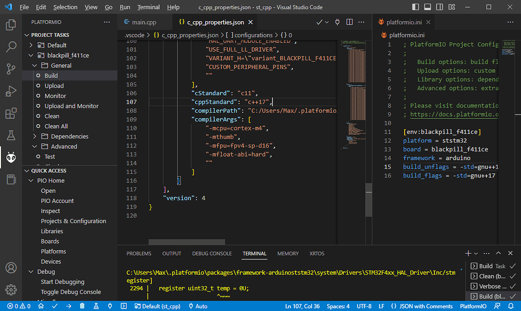 Blackpill with c++17 failed - PlatformIO IDE - PlatformIO Community