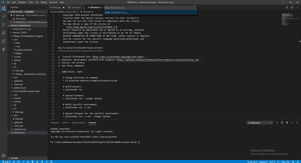 Build upload clean icons dont work platformio community