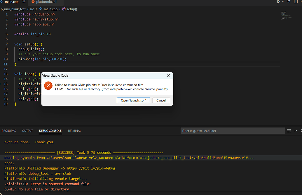 Gdb Launch Error - Debugging - PlatformIO Community