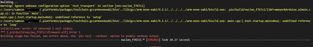 Pio test compile issues - Unit Testing - PlatformIO Community