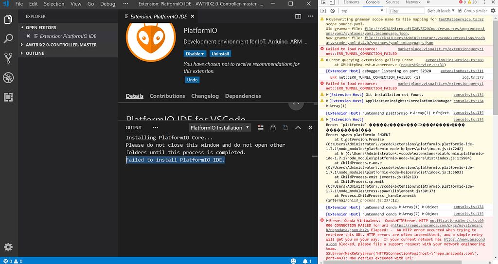 Failed to install PlatformIO IDE.(win 10&&vscode) - PlatformIO IDE ...