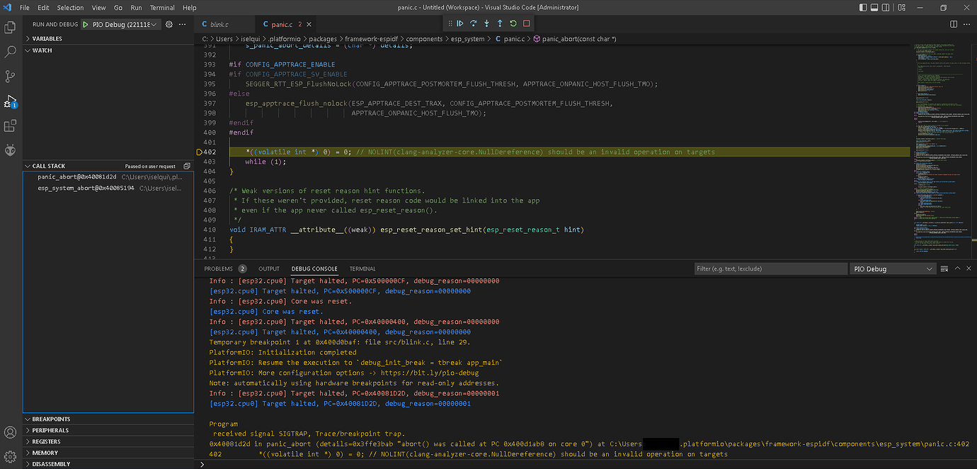 Debug on ESP32-MINI-1 with JTAG and ESP-PROG does not work ...