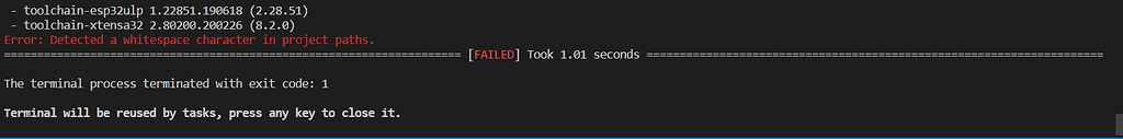 Error: Detected a whitespace character in project paths - PlatformIO ...