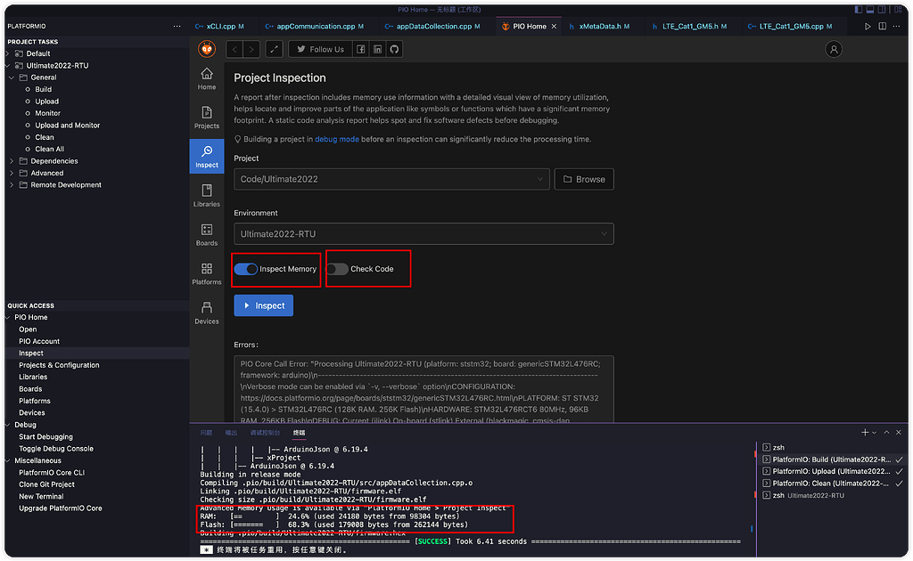 Why I can not inspect my project in my custom board? PlatformIO Community