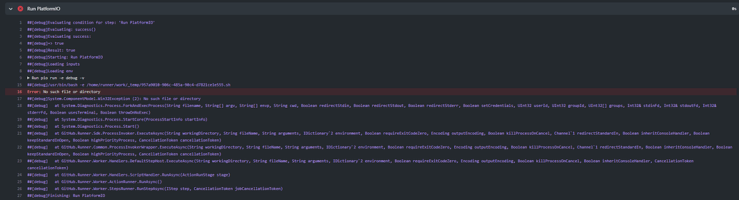 GitHub action fails with No such file or directory - PlatformIO Community