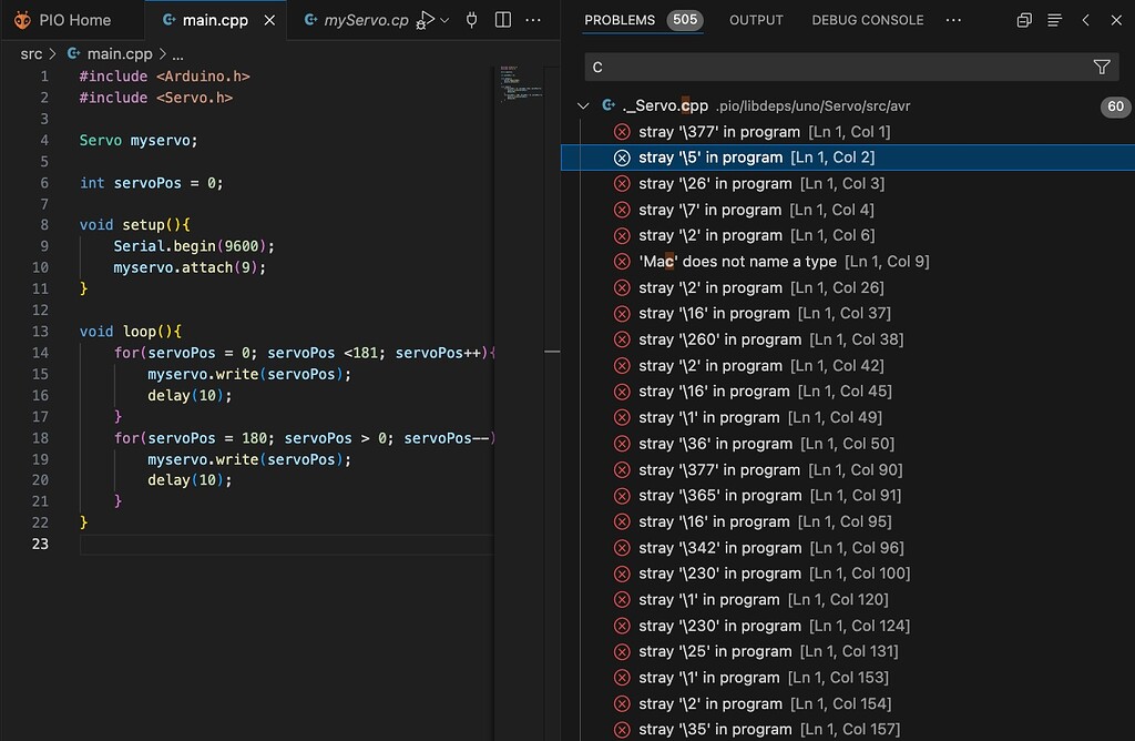 Compile errors after adding servo library - Libraries - PlatformIO ...