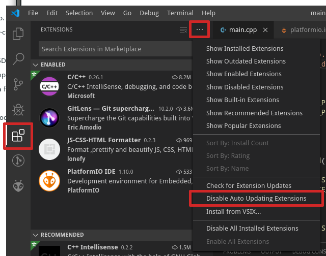 vscode-disable-extension-autoupdate