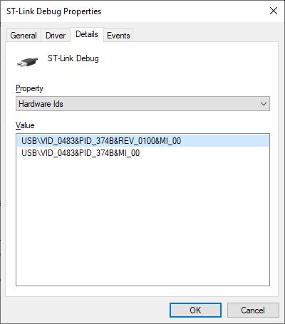 ST-Link Debug Hardware IDs