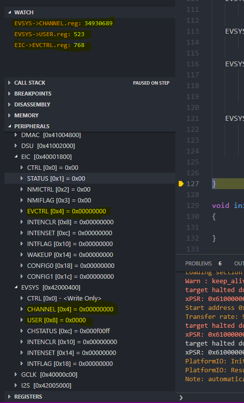 Peripheral register view on PIO debugger not updating - Debugging -  PlatformIO Community